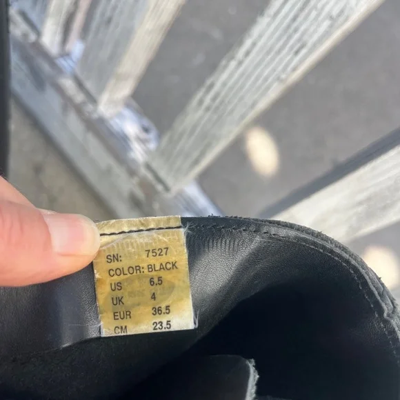 90s knee high lace up boots genuine leather logger black Skechers goodyear welt - Picture 12 of 16